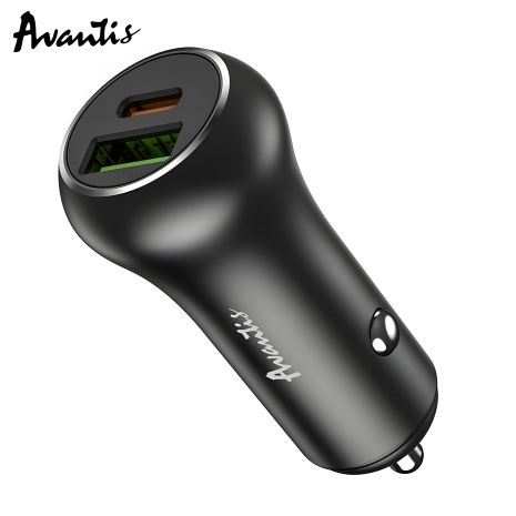 Автомобільний зарядний пристрій Avantis A918PD 38W (PD20W+QC3.0) Black