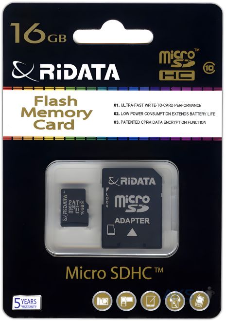 Карта пам'яті RiDATA microSDHC 16GB Class 10+ SD адаптер Карта пам'яті RiDATA microSDHC 16GB Class 10+ SD адаптер
