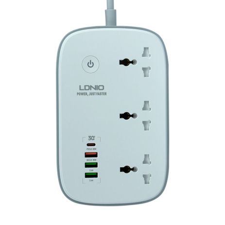 LDNIO SCW3451 Подовжувач з WiFi 3 ports/PD/3USB/1 QC 3.0/1 Type-C Білий