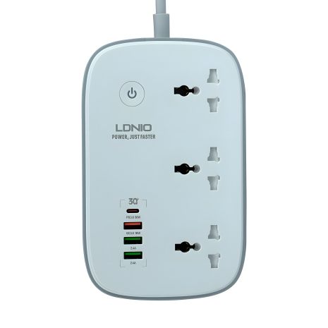 LDNIO SCW3451 Подовжувач з WiFi 3 ports/PD/3USB/1 QC 3.0/1 Type-C Білий