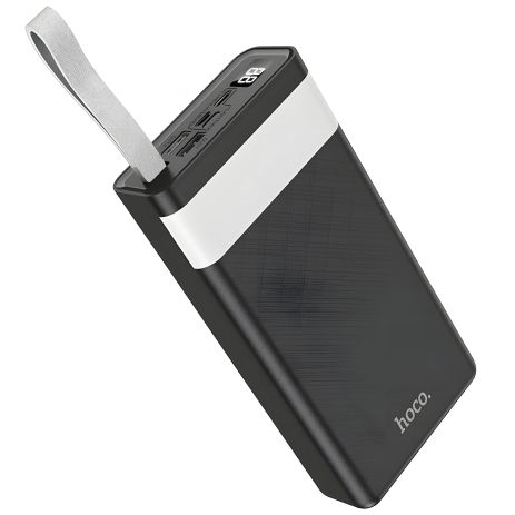 Повербанк Hoco J73 Powerful (30000mAh / Out: 2xUSB / In: Lightning, micro-USB, Type-C 5V/2A ) LED display, Lamp, Black