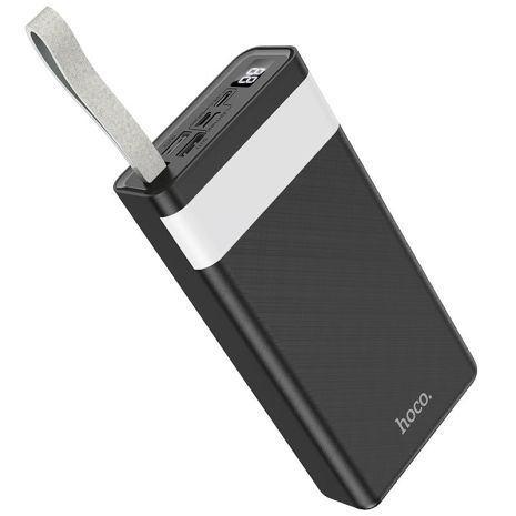 Повербанк Hoco J73 Powerful (30000mAh / Out: 2xUSB / In: Lightning, micro-USB, Type-C 5V/2A) з LED Дисплеєм та ліхтариком, Чорний