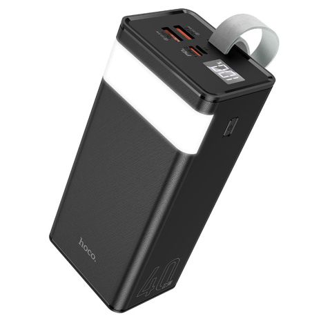 Повербанк Hoco J86 (40000mAh/Out: 2USB 22,5W QC3.0, Type-C 20W PD/In: Type-C 18W, Micro-USB 18W) з LED дисплеєм та функцією настільної лампи, Чорний