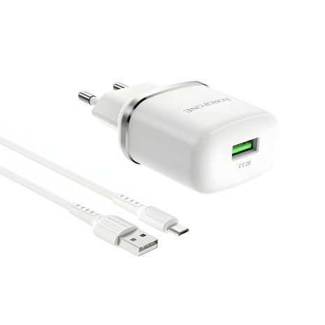 Зарядное устройство Borofone BA36A Micro QC3.0 White
