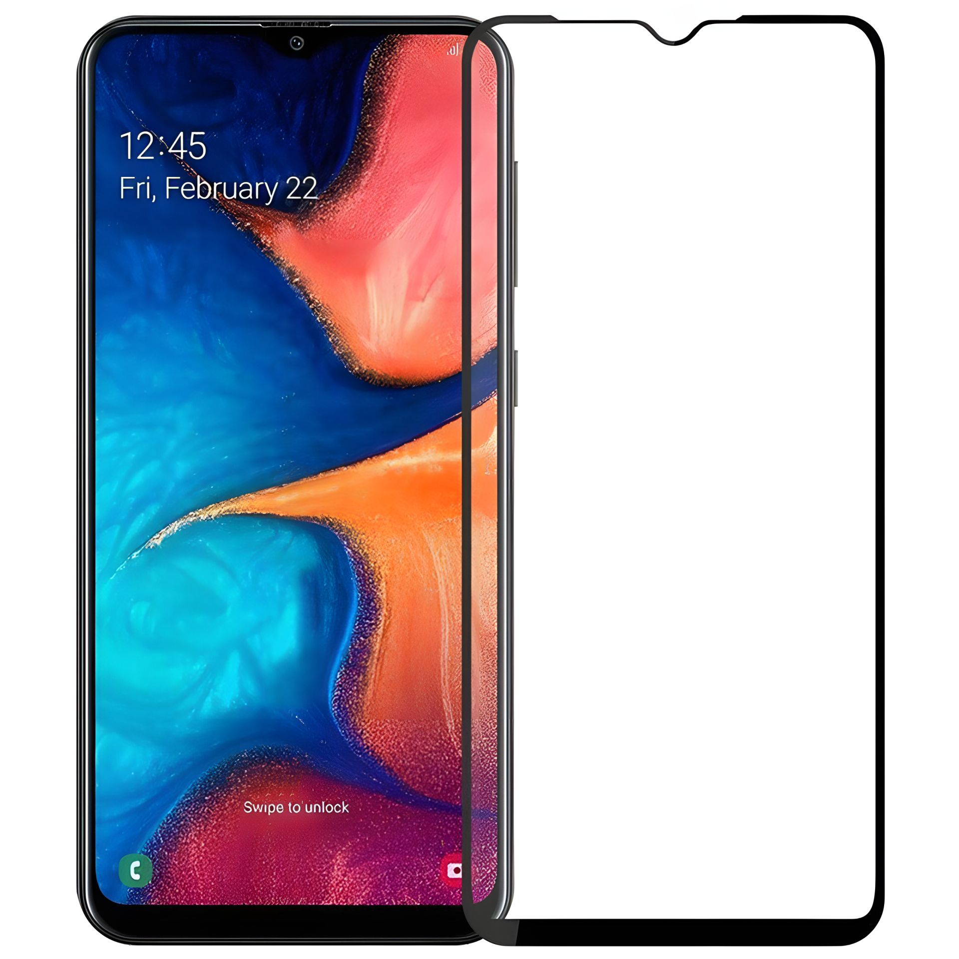 Защитное стекло PowerPlant Full screen для Samsung Galaxy A20 (чёрное) Защитное стекло PowerPlant Full screen для Samsung Galaxy A20 (чёрное)