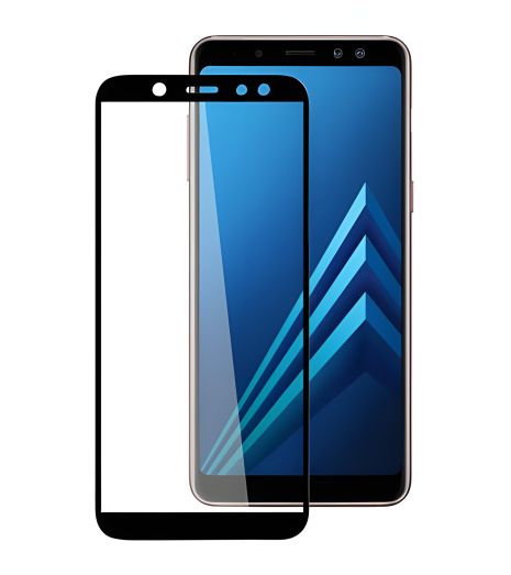 Новейшее защитное стекло Black для Samsung Galaxy A6+ (SM-A605), Full screen PowerPlant