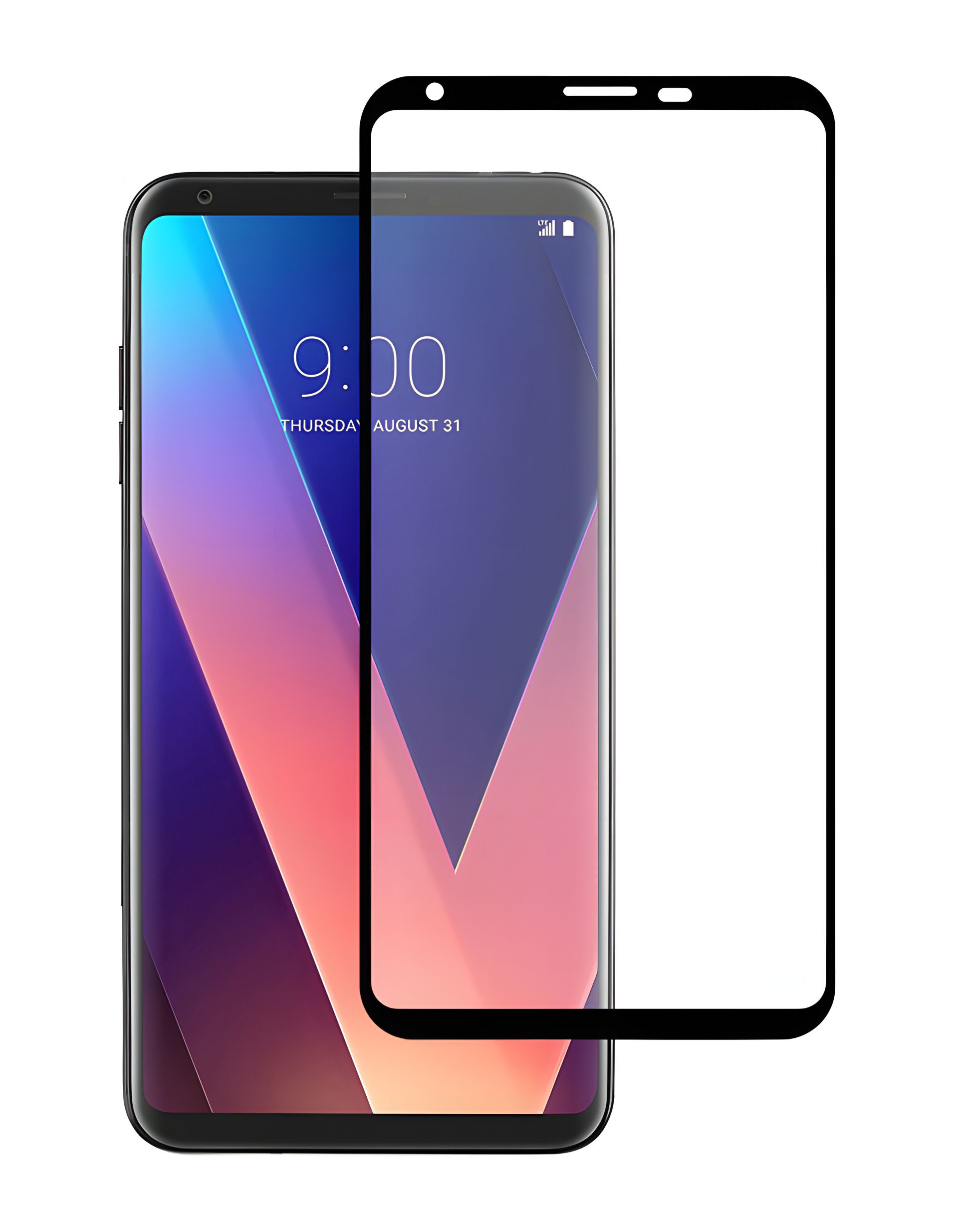 Захисне скло для LG V30+, PowerPlant Full Screen, Чорне Захисне скло для LG V30+, PowerPlant Full Screen, Чорне