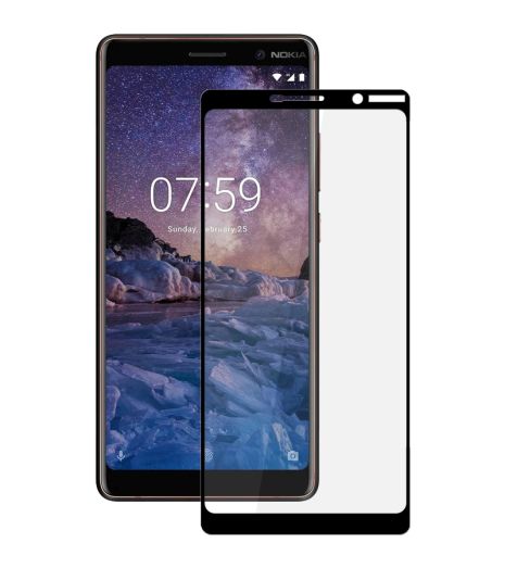 Захисне скло Full screen PowerPlant для Nokia 7 Plus, Black