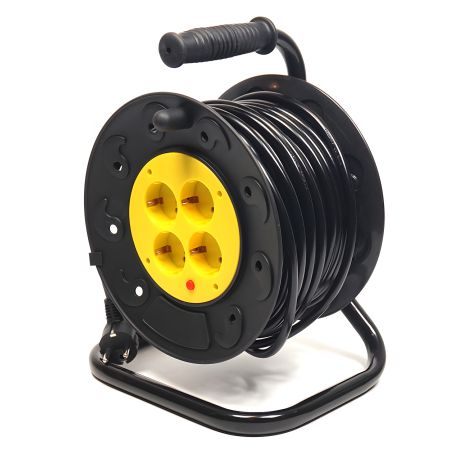 Подовжувач на котушці PowerPlant, 25 м, 3x1.5мм2, 10А, 4 розетки (JY-2002/25)