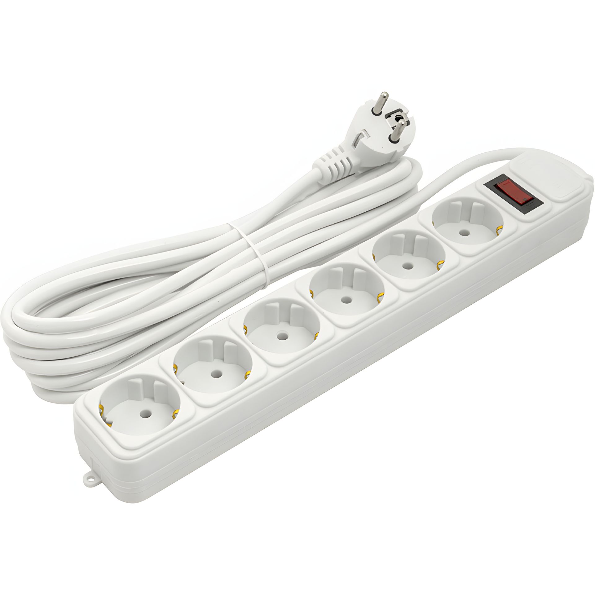 Мережевий фільтр PowerPlant 5 м, 3x1.5мм2, 10А, 6 розеток, євростандарт (JY-1057/5), White Мережевий фільтр PowerPlant 5 м, 3x1.5мм2, 10А, 6 розеток, євростандарт (JY-1057/5), White