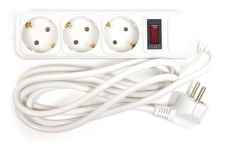 Фільтр PowerPlant 1.8 м, 3x1.5мм2, 10А, 3 розетки, євростандарт (JY-1054/1.8), коробка