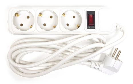 Сетевой кабель PowerPlant 1.8 м, 3x1.5мм2, макс. 10А, 3 розетки, евростандарт (JY-1054/1.8), коробка