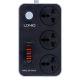 Удлинитель сетевой LDNIO SC3412 3 порта, 2м, PD, 3USB QC 3.0 38W черный