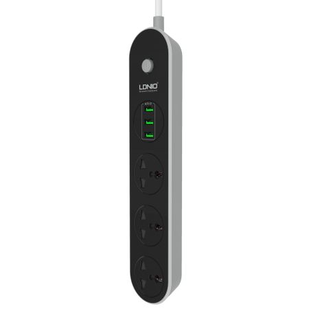 Подовжувач мережі LDNIO SC3301 |2500W, 1.6m EU plug, 3USB, 3 Sockets 3.1A| black