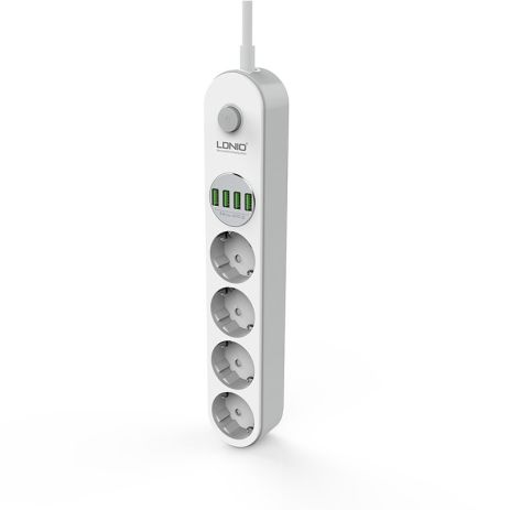 Сетевой Удлинитель LDNIO SE4432 |2500W, 10A, 2.0m, 4usb, 3.4A| white