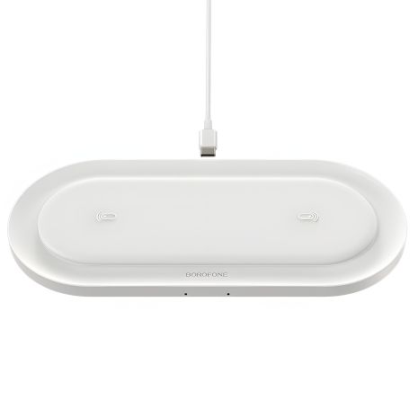 Бездротове ЗУ Borofone BQ7 2 пристрої по 10W White