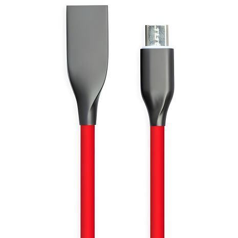 Кабель PowerPlant USB - microUSB, 2м, силикон, красный