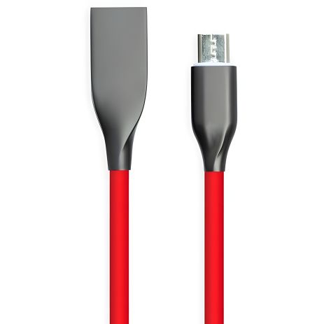 Кабель PowerPlant USB - microUSB, 2м, силикон, красный