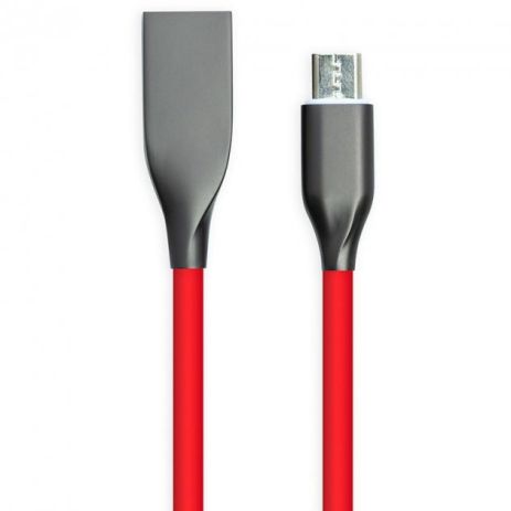 Кабель PowerPlant USB - microUSB, 2м, силікон, червоний