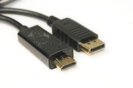 Видео кабель PowerPlant DisplayPort (M) - HDMI (M), 1.4V, 30AWG, 4Kx2K, 1.8м (односторонній)