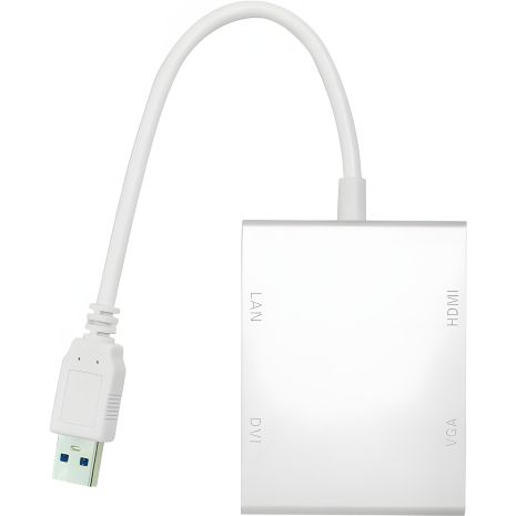 Переходник PowerPlant USB 3.0 - HDMI, DVI, VGA, RJ45 Gigabit Ethernet