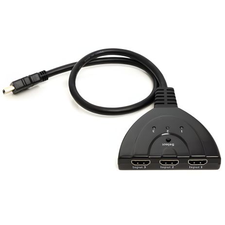Перехідник PowerPlant HDMI - HDMI 3x1 з перемикачем