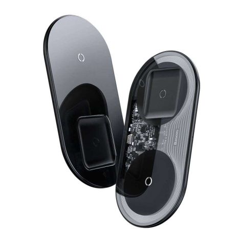 Бездротове ЗУ Baseus Simple 2in1 (WXJK-A01) Crystal Black (Phone + Pods)