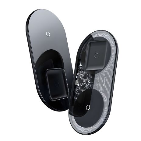 Бездротове ЗУ Baseus Simple 2in1 (WXJK-A01) Crystal Black (Phone + Pods) Бездротове ЗУ Baseus Simple 2in1 (WXJK-A01) Crystal Black (Phone + Pods)
