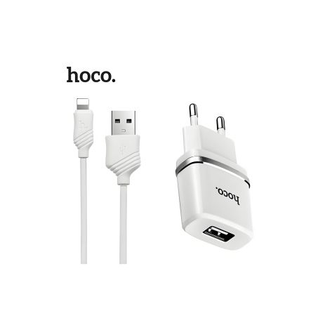Hoco C11 зарядное устройство 1USB + кабель iPhone Lightning (1A), белое