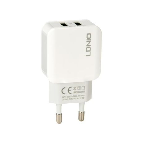 Зарядний пристрій LDNIO (2.4A) 2USB White (DL-A2202)