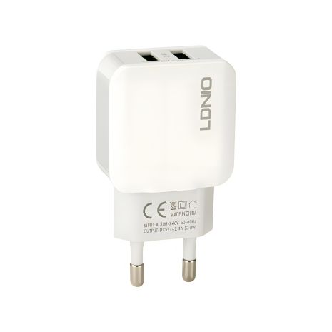 LDNIO зарядное устройство (2.4A) с 2USB White (DL-A2202) LDNIO зарядное устройство (2.4A) с 2USB White (DL-A2202)