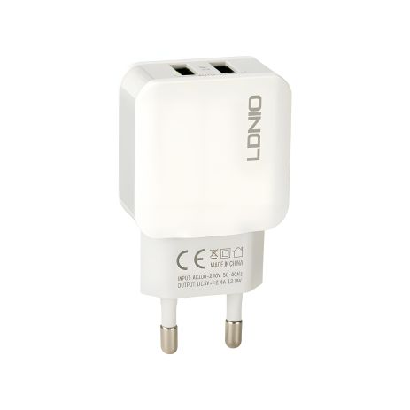 Зарядний пристрій LDNIO (2.4A) 2USB White (DL-A2202) Зарядний пристрій LDNIO (2.4A) 2USB White (DL-A2202)