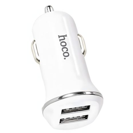 Зарядний пристрій для авто Hoco Z1 2USB White (2.1A)