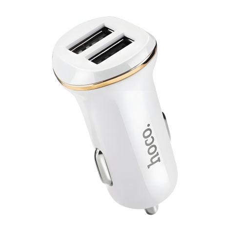 Автомобильное ЗУ Hoco Z1 2USB White + USB Cable iPhone 6 (2.1A)