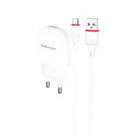 Зарядний пристрій Borofone BA49A 1USB 2,1A White з кабелем MicroUSB