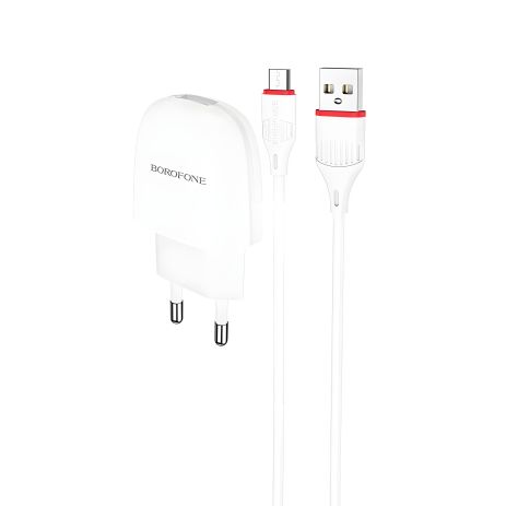 Зарядний пристрій Borofone BA49A 1USB 2,1A White + Cable MicroUSB