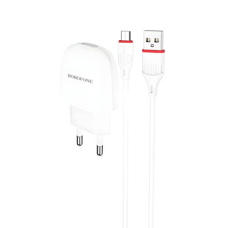 Борофон BA49A зарядное устройство 1USB 2.1A с кабелем MicroUSB, белое