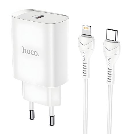 Зарядний пристрій Hoco N14 PD20W + кабель Type-C to Lightning White