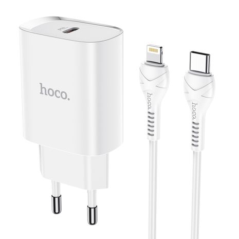 Зарядний пристрій Hoco N14 PD20W + кабель Type-C to Lightning White