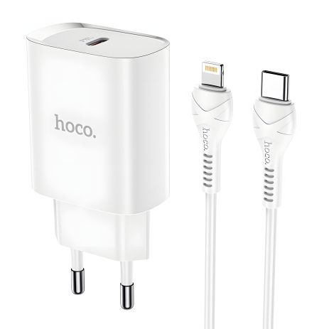 Зарядний пристрій Hoco N14 PD20W + кабель Type-C to Lightning White