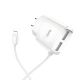 Зарядний пристрій Hoco C59A Mega joy 2USB 2.4A white + Cable Lightning