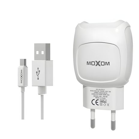 Зарядний пристрій Moxom KH-69 2.1A 2USB + Cable microUSB White