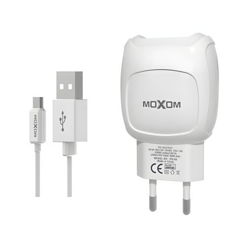 Зарядний пристрій Moxom KH-69 2.1A 2USB + Cable microUSB White