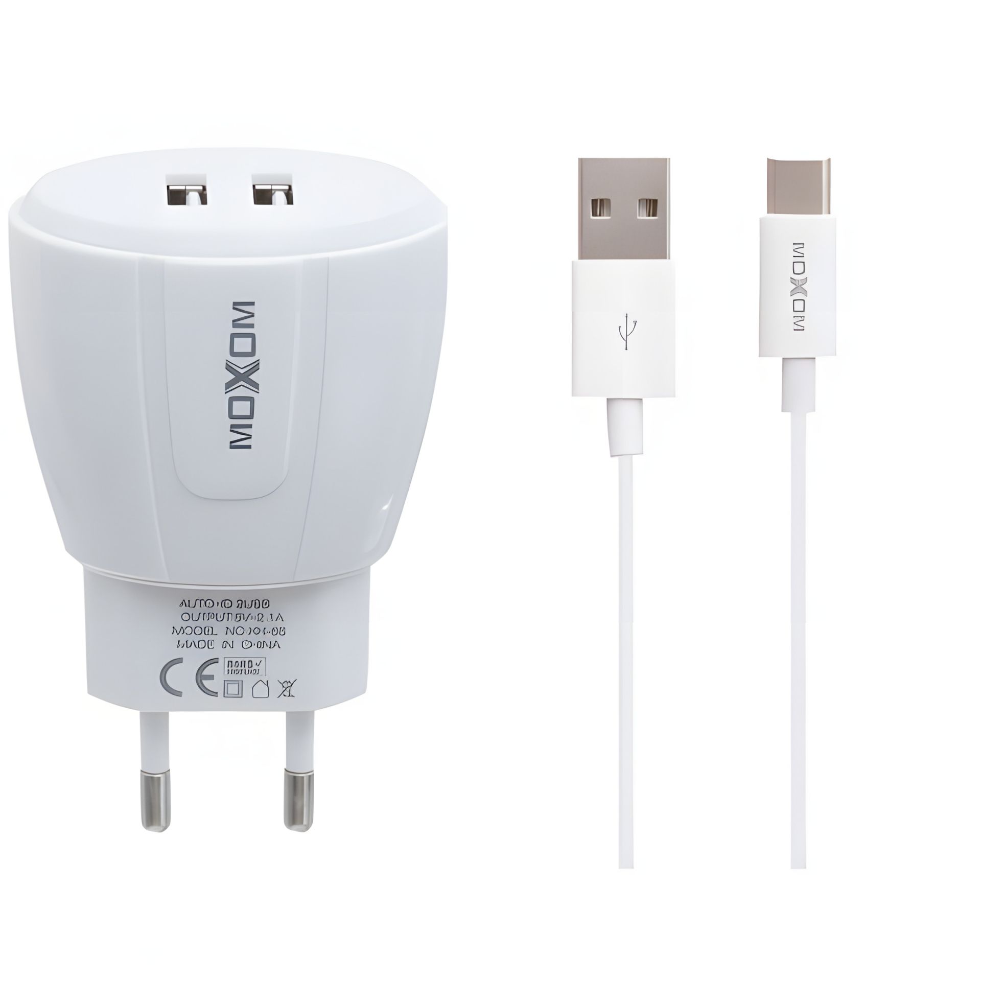 Зарядное устройство Moxom KH-68 2.1A 2USB + Cable Type-C White Зарядное устройство Moxom KH-68 2.1A 2USB + Cable Type-C White