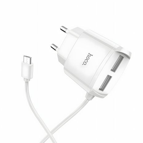 Зарядное устройство Hoco C59A Mega joy (2USB/ 2.4A) + Cable Micro White