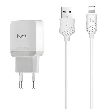 Hoco C22A зарядное устройство (USB 1, 2.4A) + Кабель Lightning iPhone Белый