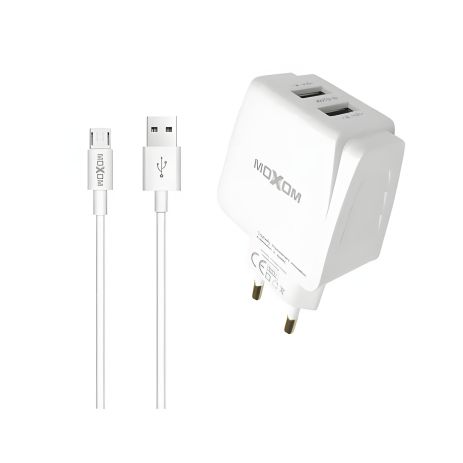 Зарядний пристрій Moxom MX-HC03 2.4A 2USB + Cable Lightning White