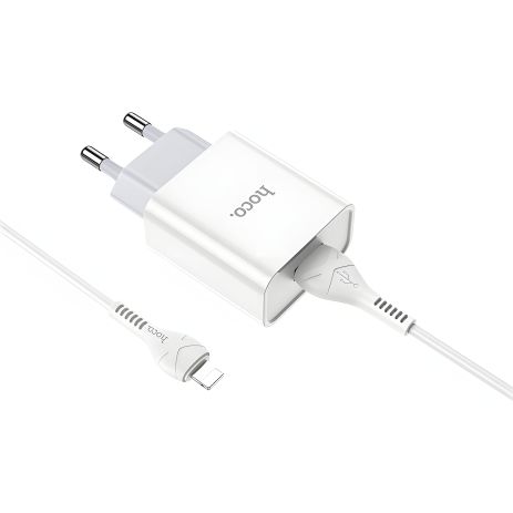 Зарядний пристрій Hoco C81A Lightning 2.1A White