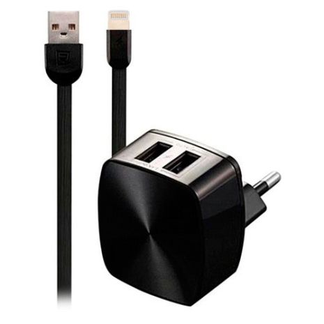 Зарядний пристрій Remax RP-U215i 2.4A 2USB + Cable Lightning black