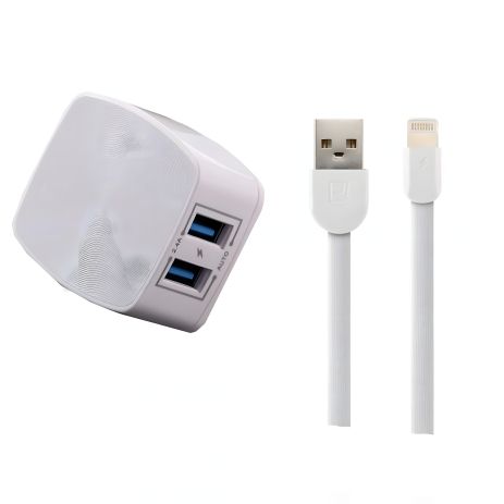 Зарядное устройство Remax RP-U215i 2.4A 2USB + Cable Lightning white Зарядное устройство Remax RP-U215i 2.4A 2USB + Cable Lightning white